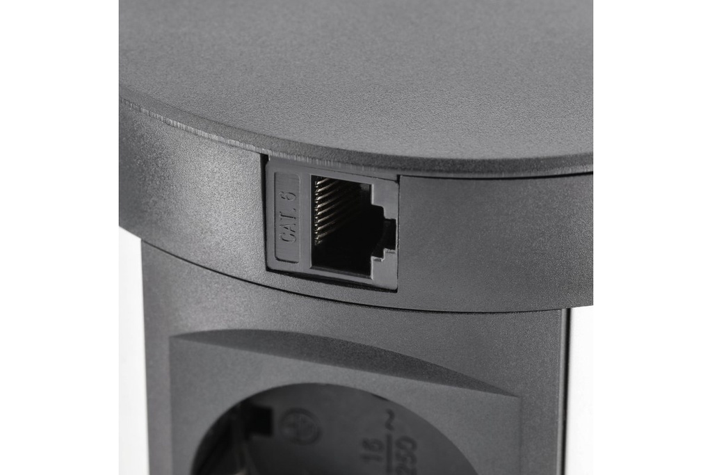 Подовжувач врізний GTV COMFORT PLUS індукційна зарядка, 4x роз. schuko, 2xUSB, 2xRJ45, 5W, 1,5м, чорний