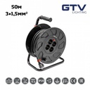 Подовжувач на котушці GTV, 50м, 3х1,5мм², 4 гнізда з заземленням, IP20