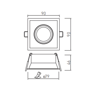 Світильник врізний поворотний GTV SALTO, IP20, квадратний, білий (OP-SALKW-10)