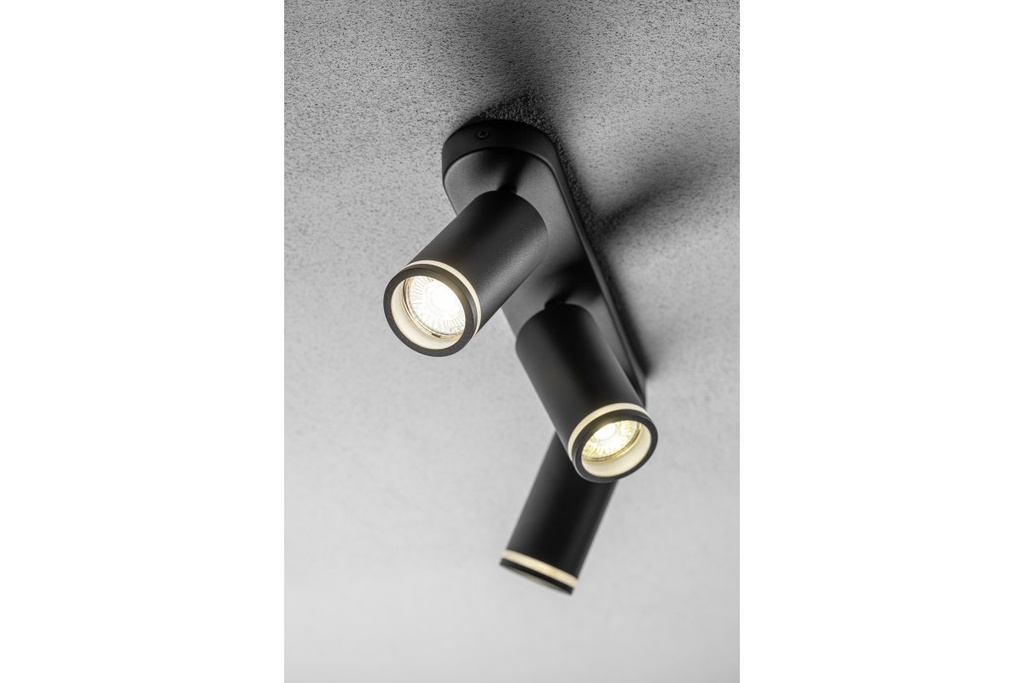 Світильник потрійний GTV SOLIS, алюміній, 55х100мм, IP20, 3*GU10, макс. 50Вт, max. 250В, 50/60Гц, чорний