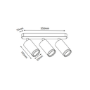 Світильник потрійний GTV SOLIS, алюміній, 55х100мм, IP20, 3*GU10, макс. 50Вт, max. 250В, 50/60Гц, чорний