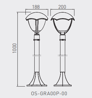 Світильник садовий GTV GRANDE-AD, E27, MAX.60W, IP54, стовпчик, чорний