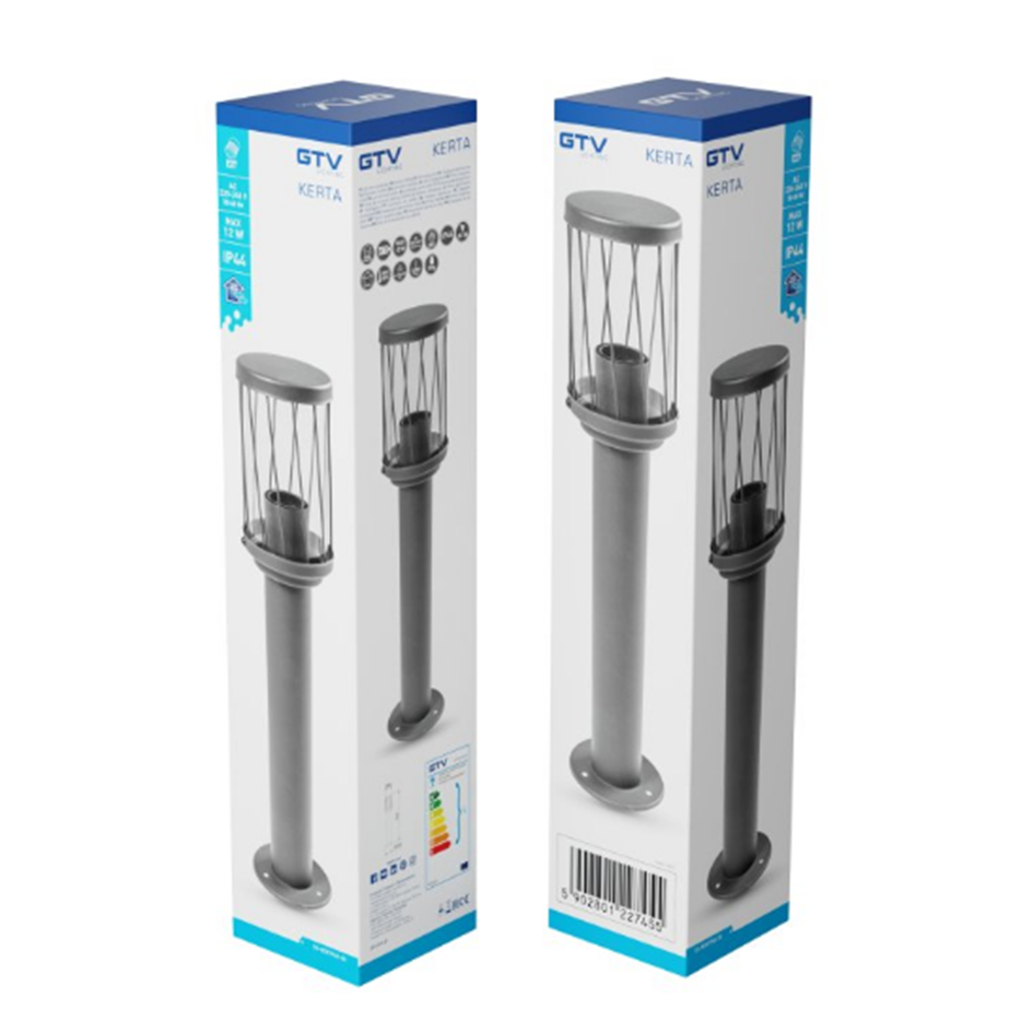 Світильник садовий GTV KERTA-P 50, E27, max.12W, IP44, стовпчик, графіт (OS-KERTP40-30)