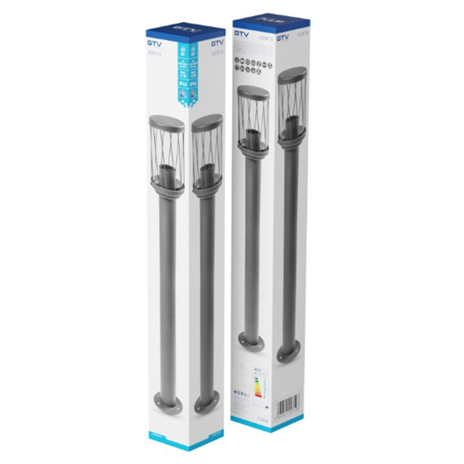 Світильник садовий GTV KERTA-P 80, E27, max.12W, IP44, стовпчик, графіт (OS-KERTP80-30)