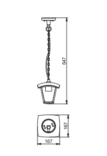 Світильник садовий GTV MARINA-H підвісний, E27, max.20W, IP54, чорний (OS-MARINAH-00)