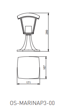 Світильник садовий GTV MARINA-PS, E27, max.20W, IP54, стовпчик, 30см, чорний