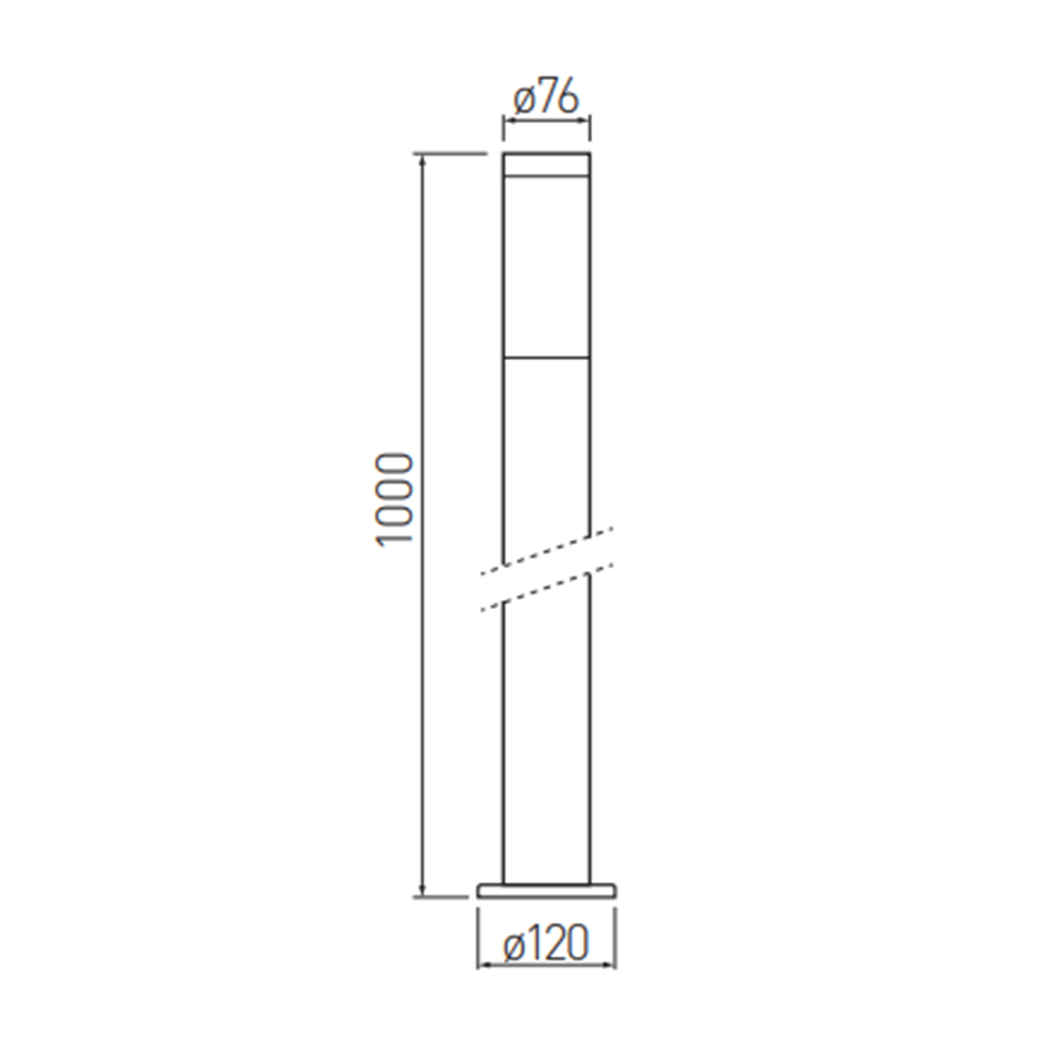 Світильник садовий GTV MILAN-P 100, E27, max.20W, IP54, стовпчик, інокс