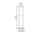 Світильник садовий GTV MILAN-P 45, E27, max.20W, IP54, стовпчик, інокс