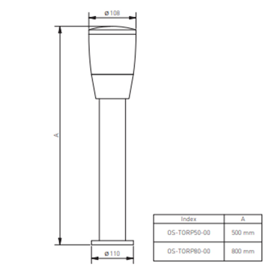 Світильник садовий GTV TORO-P 50, E27, MAX.15W, IP54, стовпчик, чорний (OS-TORP50-00)