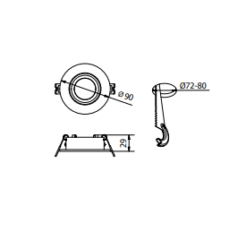 Світильник точковий GTV LINTO, IP20, круглий, Ø90x29mm, чорний (пластик) (OP-LINTOK-00)