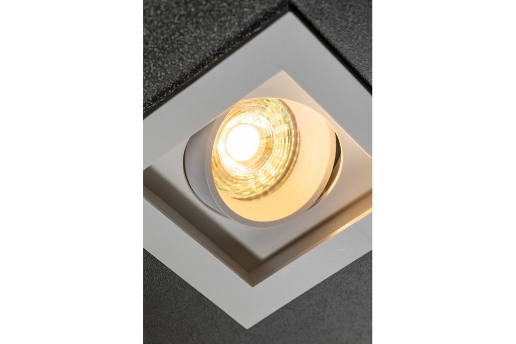 Світильник точковий GTV RUBIO, 102x102mm, IP20, квадратний, одинарний, білий (пластик) (OP-RUBIOKW1-10)