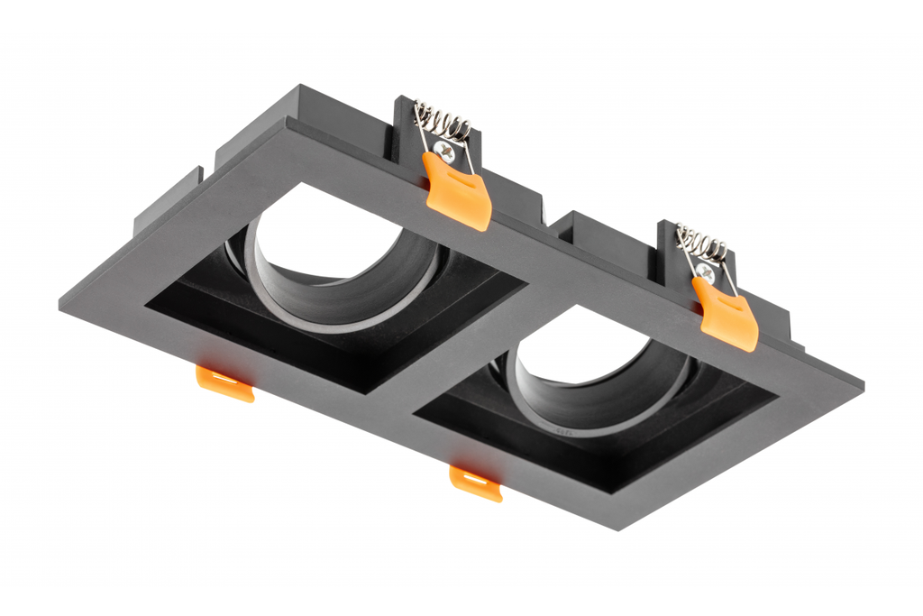 Світильник точковий GTV RUBIO, 187x102mm, IP20, квадратний, подвійний, чорний (пластик) (OP-RUBIOKW2-00)