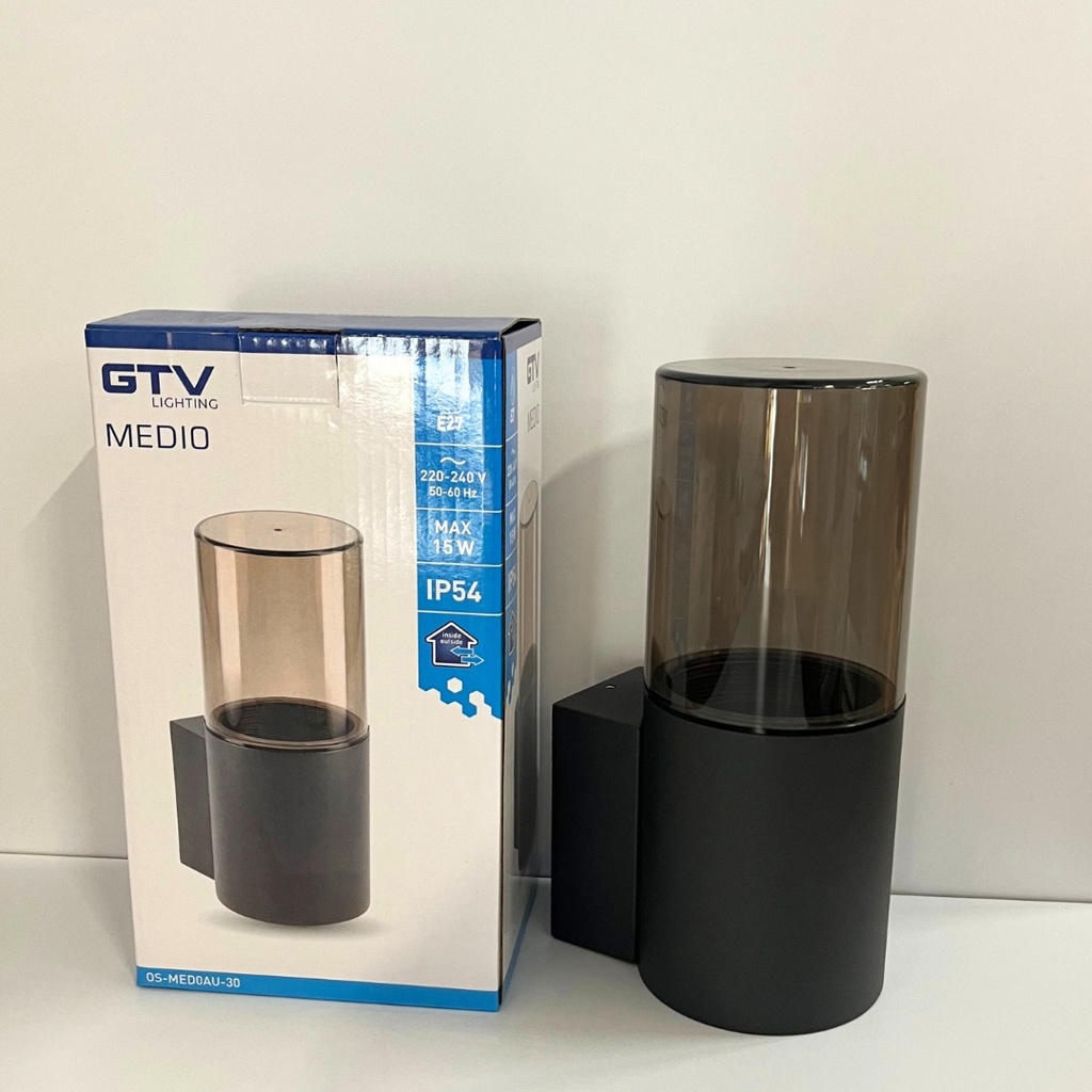Світильник фасадний GTV MEDIO-AU, E27, MAX.15W, IP54, графіт (OS-MED0AU-30)