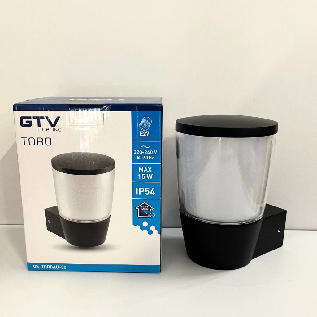 Світильник фасадний GTV TORO-AU, E27, MAX.15W, IP54, чорний (OS-TOR0AU-00)