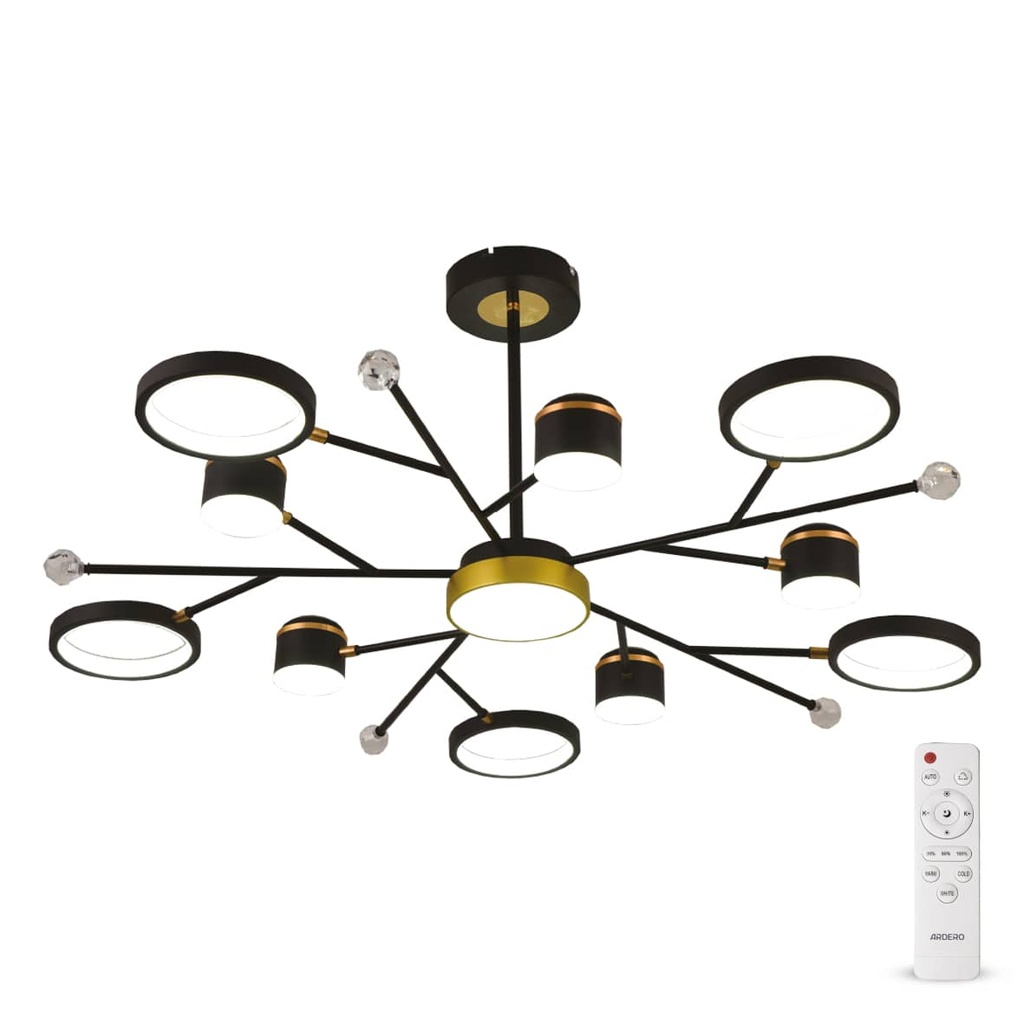 Світлодіодна накладна люстра Ardero AL6121ARD STORIA 72Вт чорний золото