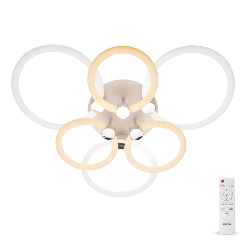 Світлодіодна накладна люстра Ardero AL6136ARD FELICITY 115Вт білий срібло