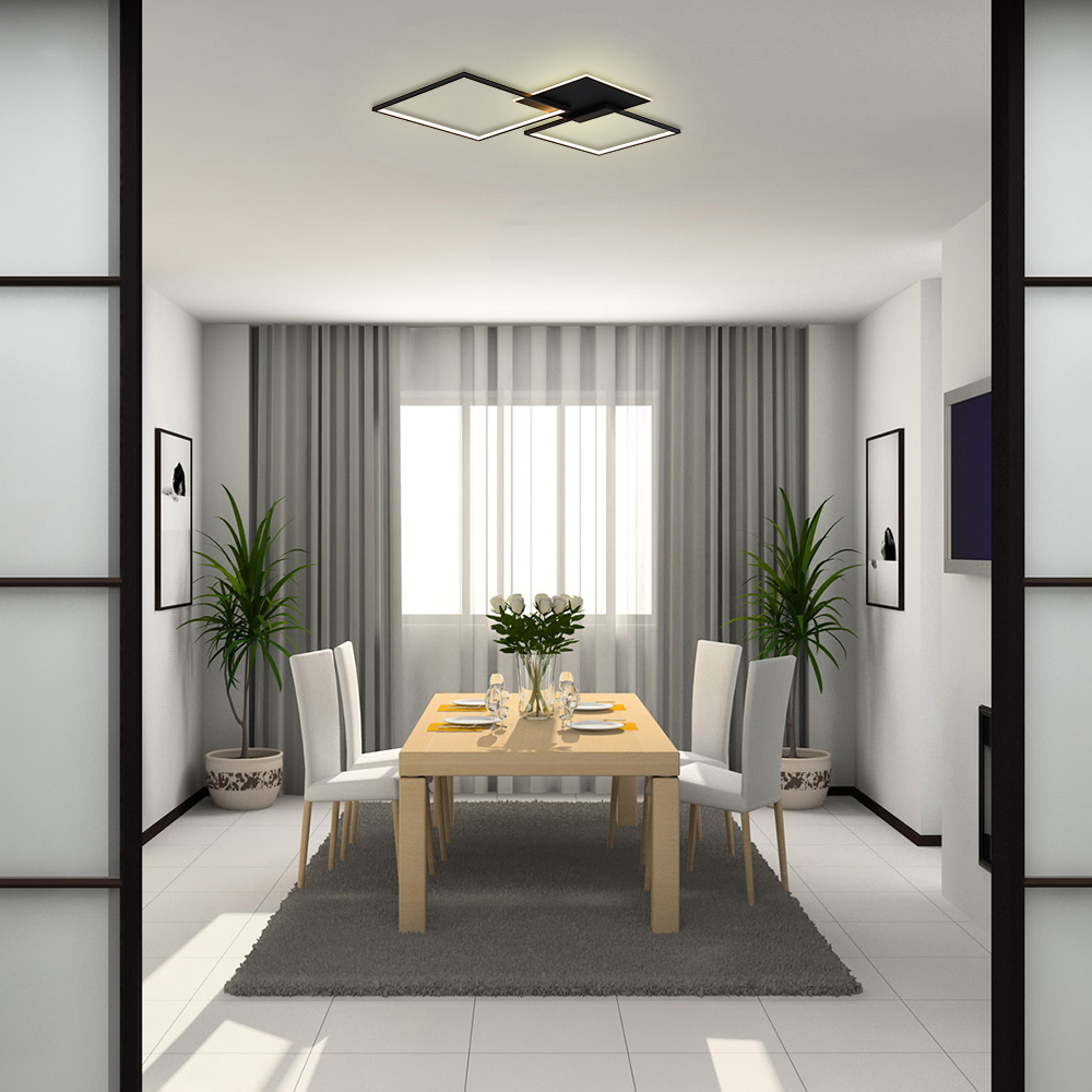 Світлодіодна накладна люстра Feron AL6300 QUADRO M 90Вт чорний