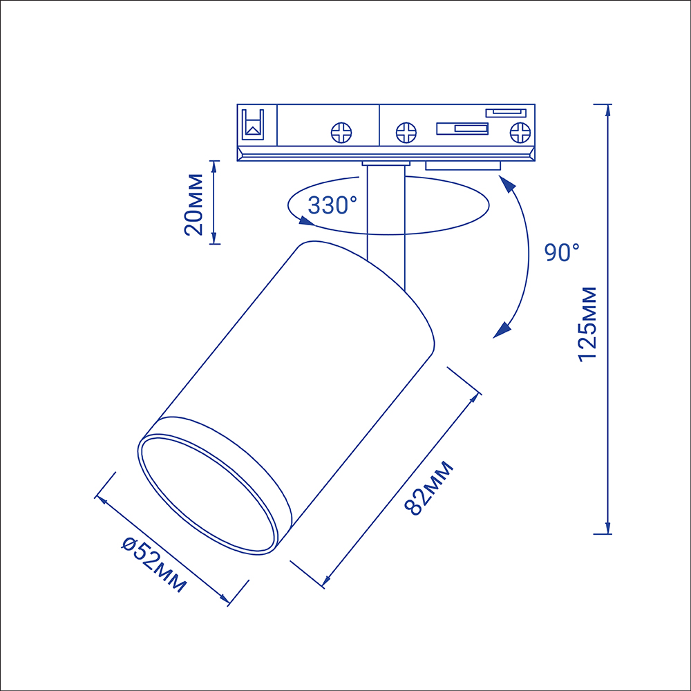 Трековий світильник Feron ML333 під лампу хром