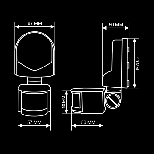 Інфрачервоний датчик руху BIOM IRM-01W max 1200Вт 180° настінний, білий