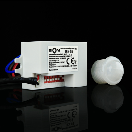 Інфрачервоний датчик руху BIOM IRM-05 max 100Вт 360°, врізний, білий