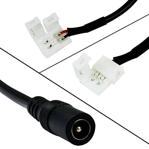 Конектор для свiтлодiодних стрiчок OEM №13 8мм затискач - mini Jack "мама" через дрiт, 15см