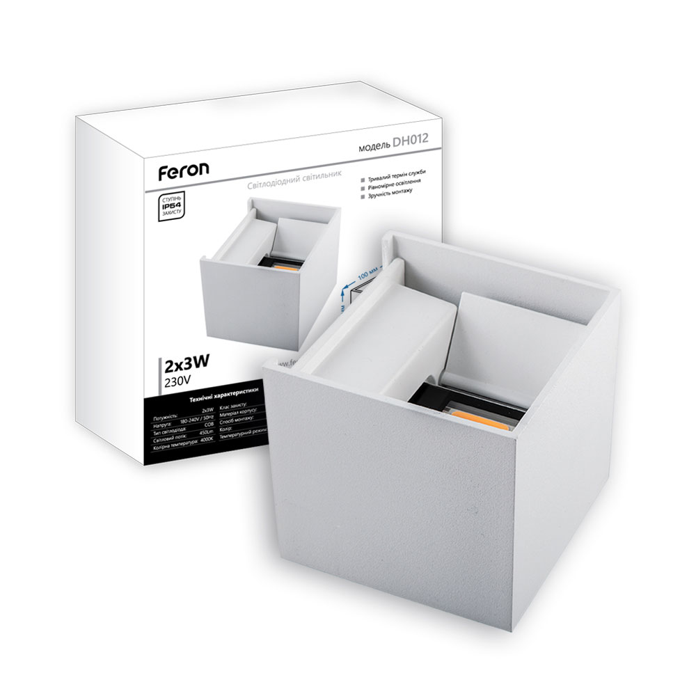 [6681] Архітектурний світлодіодний накладний світильник Feron DH012 6Вт 4000K білий