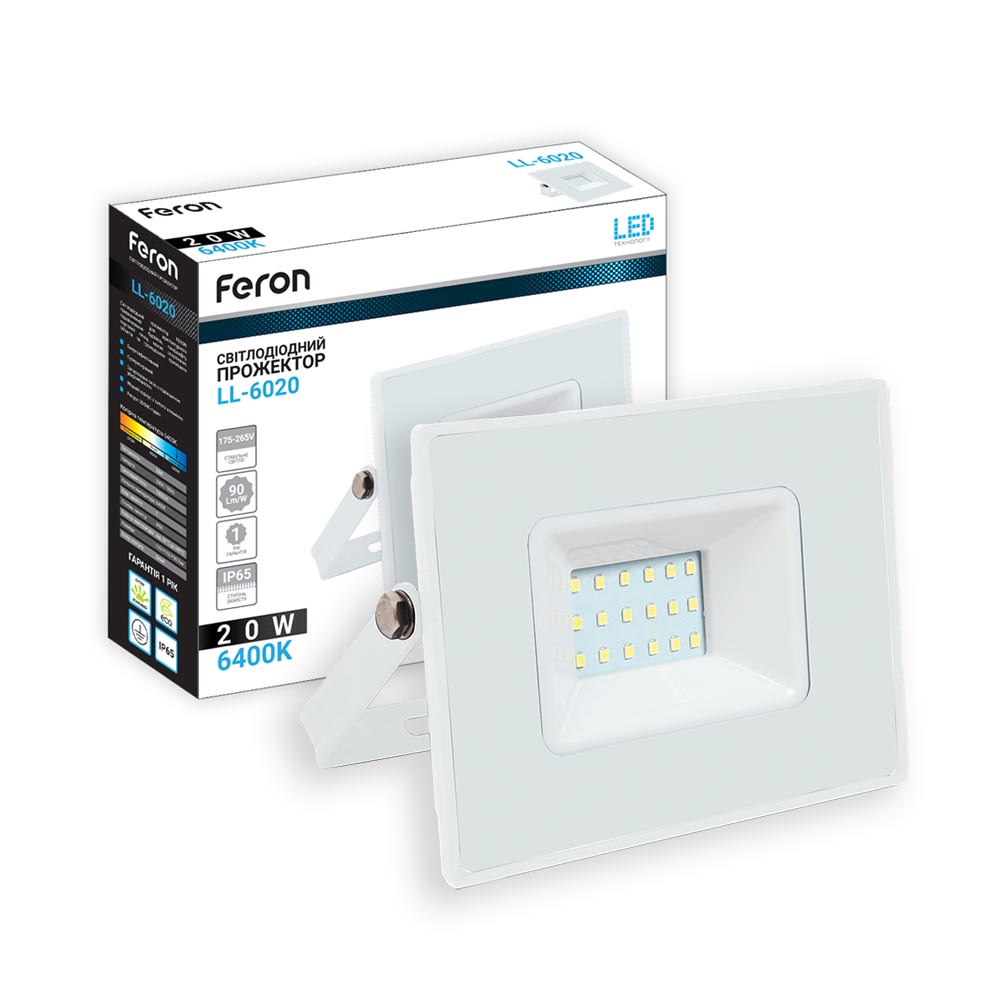 [6848] Світлодіодний прожектор Feron LL-6020 20Вт 6400K білий