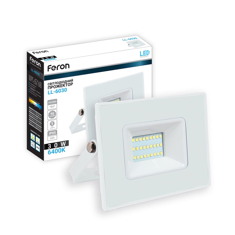 [6849] Світлодіодний прожектор Feron LL-6030 30Вт 6400K білий