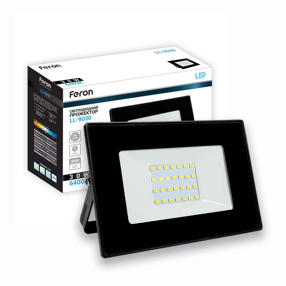 [6860] Світлодіодний прожектор Feron LL-9030 30Вт 6400K чорний