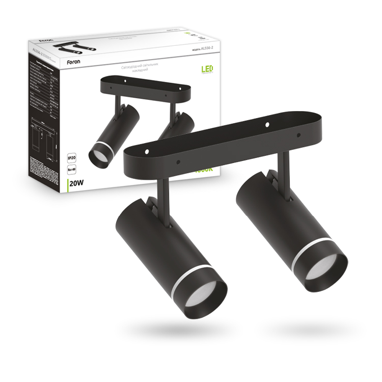Світлодіодний накладний світильник Feron AL556-2 20Вт 4000K чорний