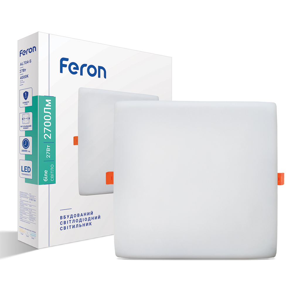 Світлодіодний вбудований світильник Feron AL704-S 27Вт 4000K білий