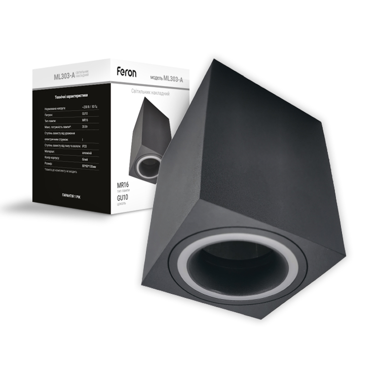 [7131] Накладний світильник Feron ML303-A під лампу чорний