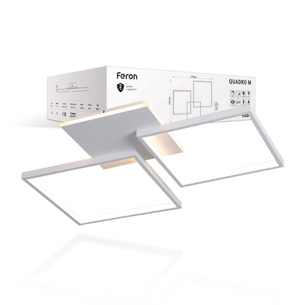 [7503] Світлодіодна накладна люстра Feron AL6300 QUADRO M 90Вт білий
