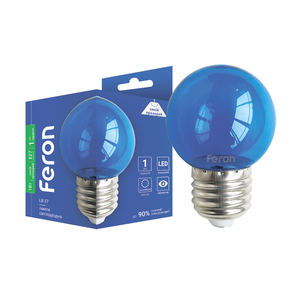 Світлодіодна декоративна лампа Feron LB-37 1Вт E27 синя прозора