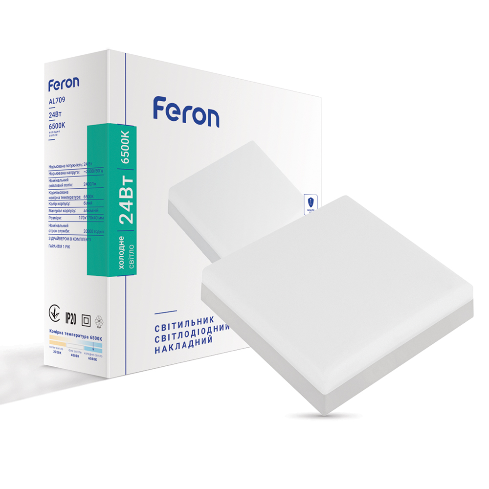 Світлодіодний накладний світильник Feron AL709 24Вт 6500K білий