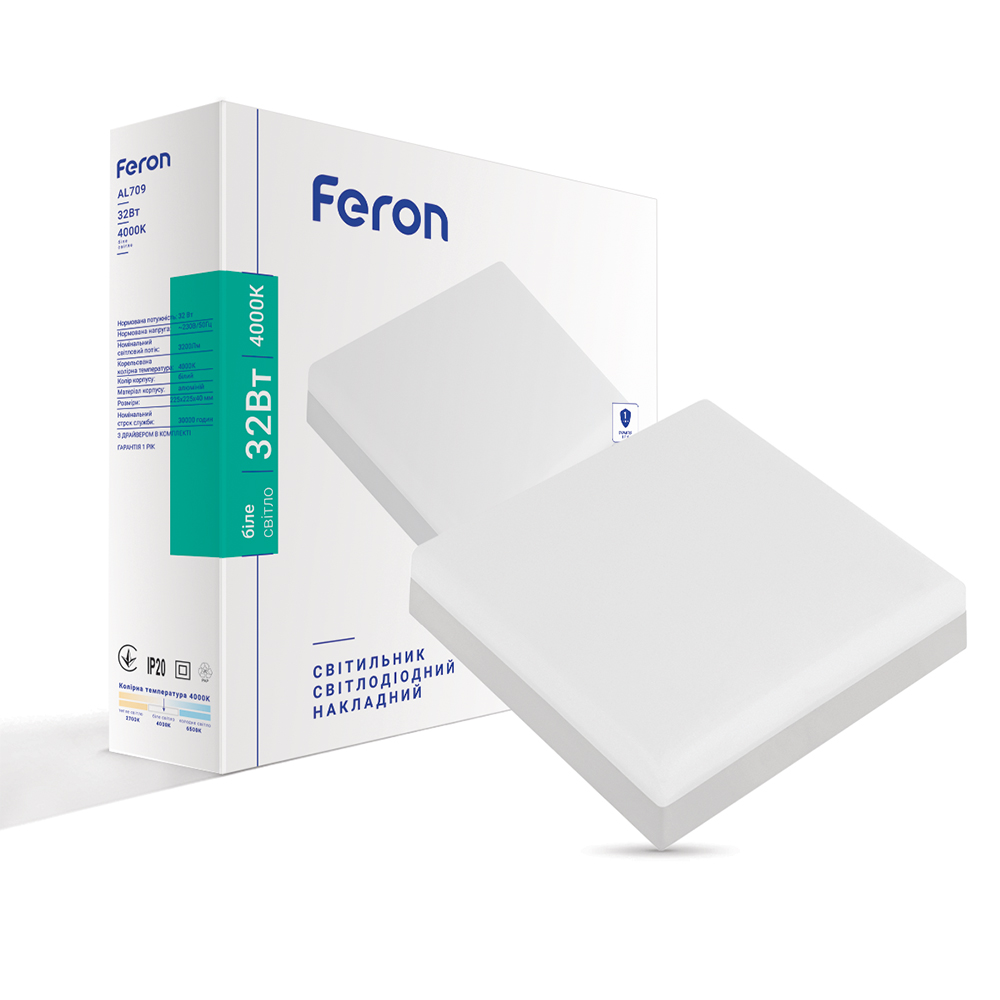 [7689] Світлодіодний накладний світильник Feron AL709 32Вт 4000K білий