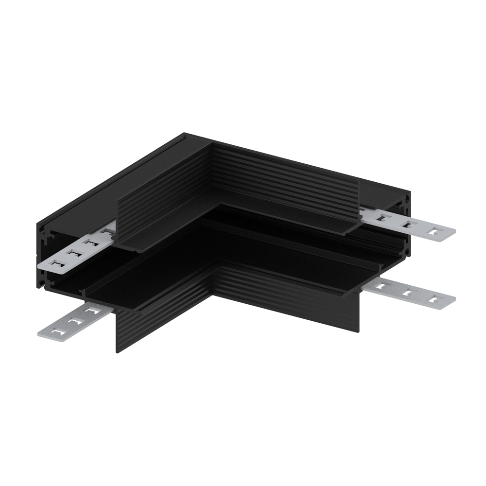 [7643] З'єднувач внутрішній кутовий Feron LD2005 для вбудованого шинопровода чорний