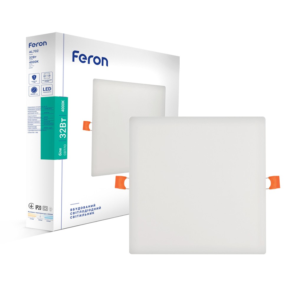 [7677] Світлодіодний вбудований світильник Feron AL702 32Вт 4000K білий