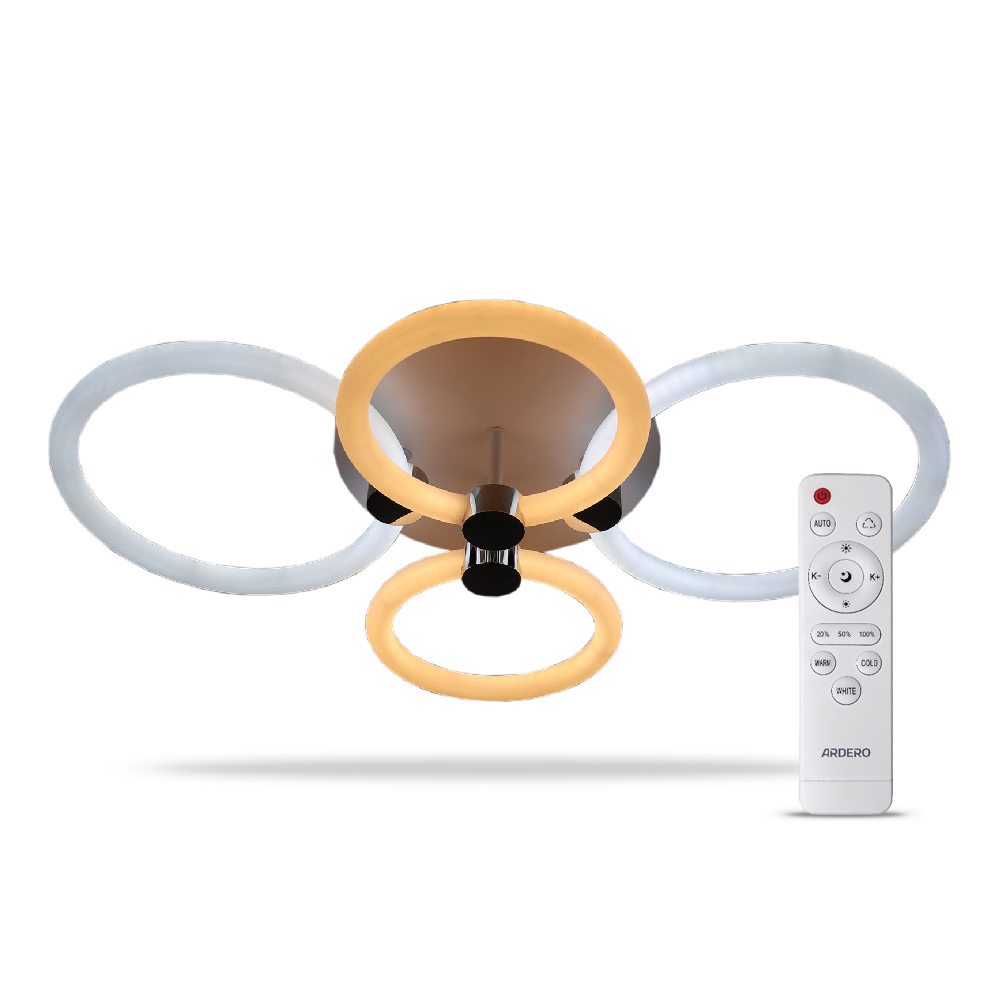 [7910] Світлодіодна накладна люстра Ardero AL6134ARD FELICITY 76Вт білий срібло