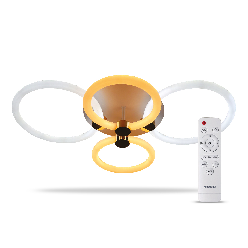 [7909] Світлодіодна накладна люстра Ardero AL6134-1ARD FELICITY GOLD 76Вт білий срібло