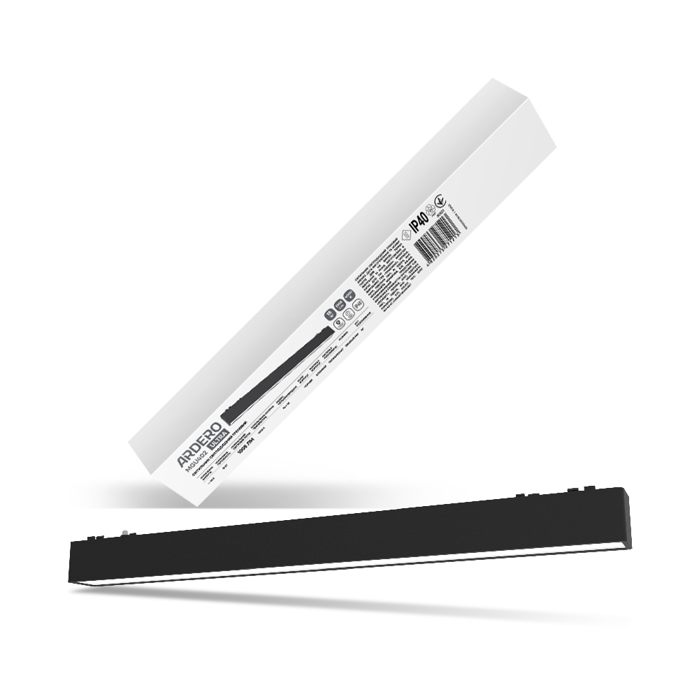 [7955] Світлодіодний магнітний трековий світильник Ardero MGU402 ULTRA 18Вт 4000K чорний