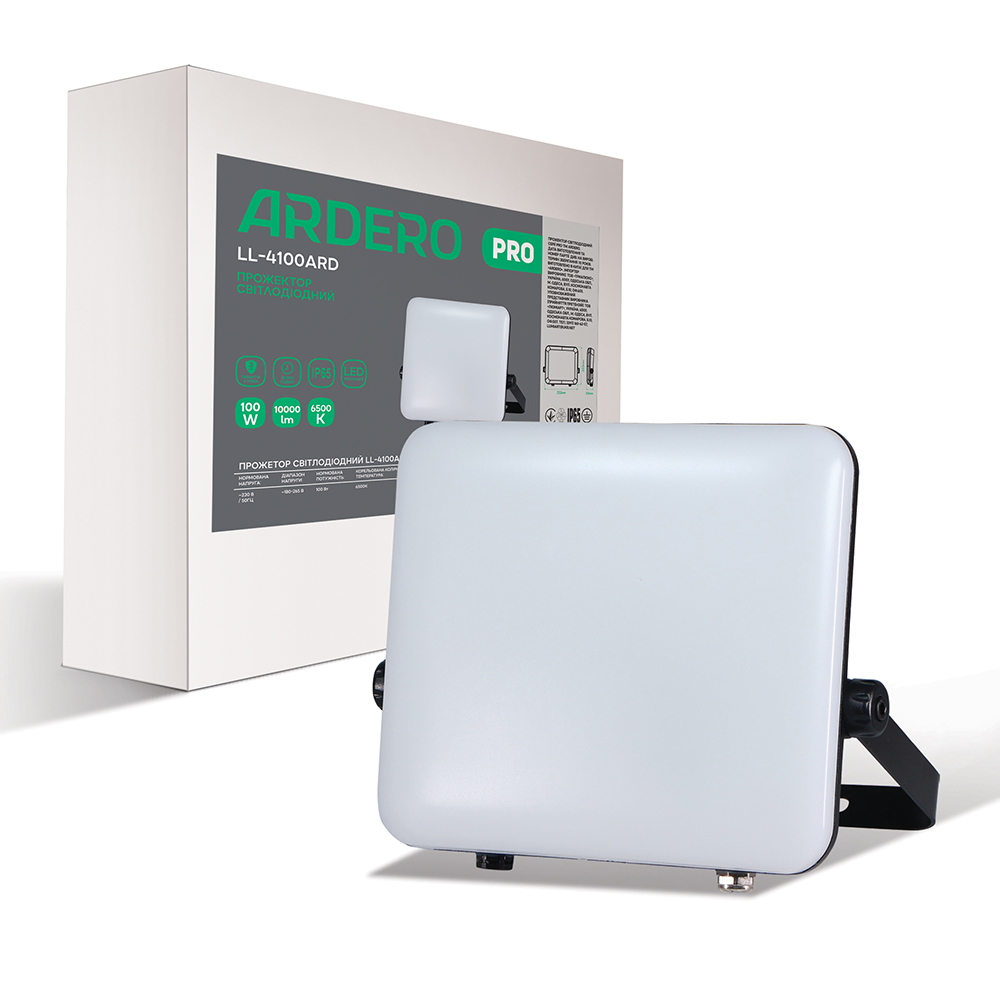 [8081] Світлодіодний прожектор Ardero LL-4100ARD PRO 100Вт 6500K чорний