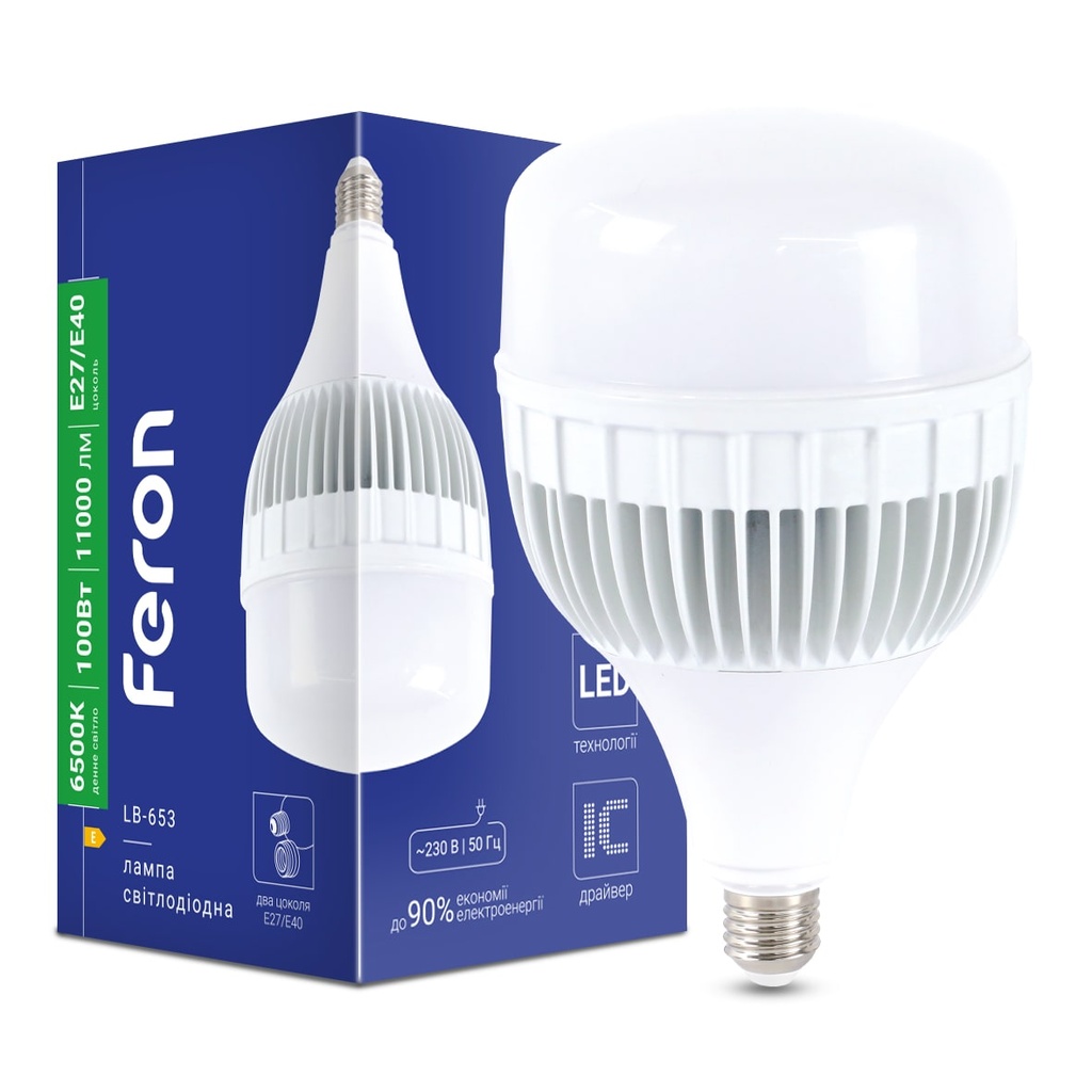 Світлодіодна лампа Feron LB-653 100Вт Е27-E40 6500K
