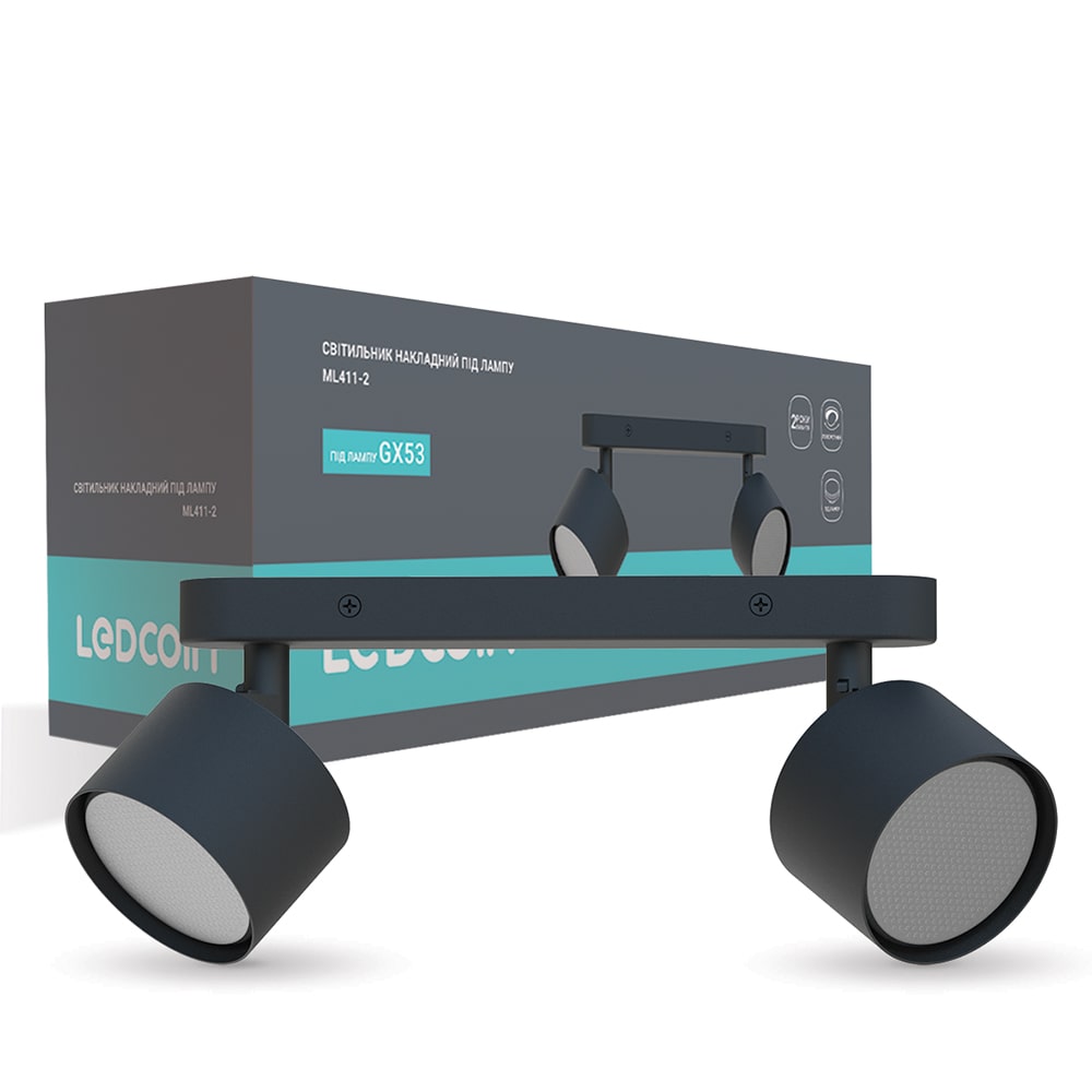 [8191] Накладний поворотний світильник Ledcoin ML411-2 під лампу чорний