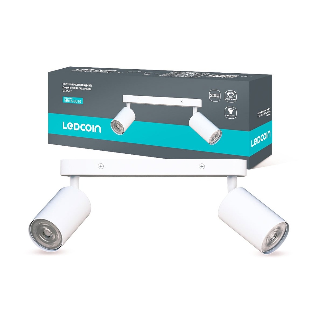 [8256] Накладний поворотний світильник Ledcoin ML314-2 під лампу білий