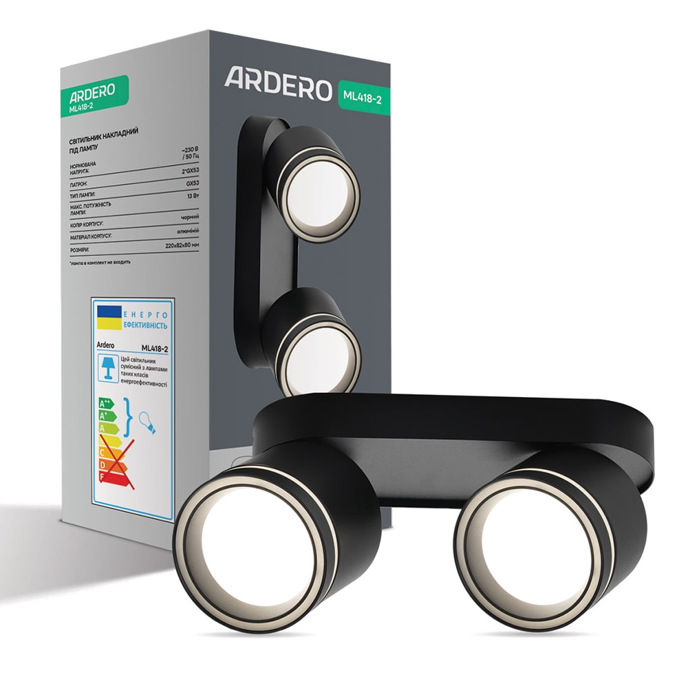 [8203] Накладний поворотний світильник Ardero ML418-2 під лампу чорний