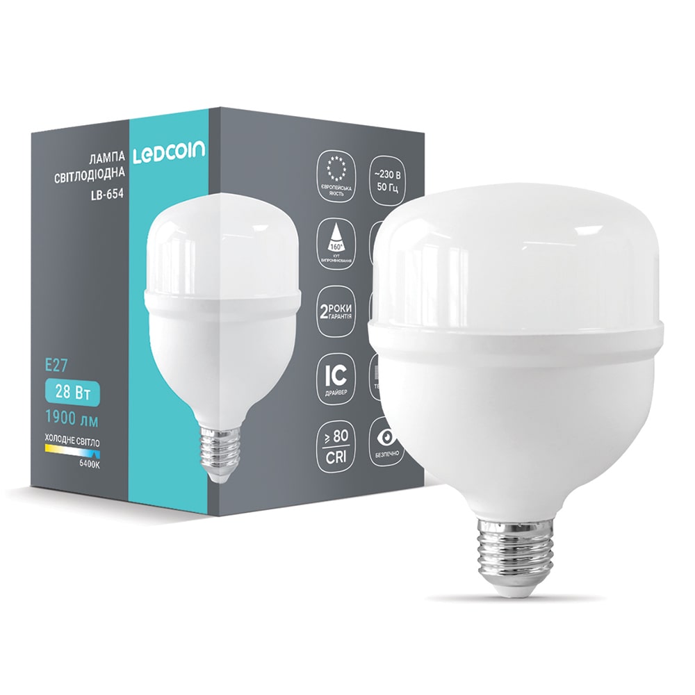 Світлодіодна лампа Ledcoin LB-654 28Вт Е27 6500K