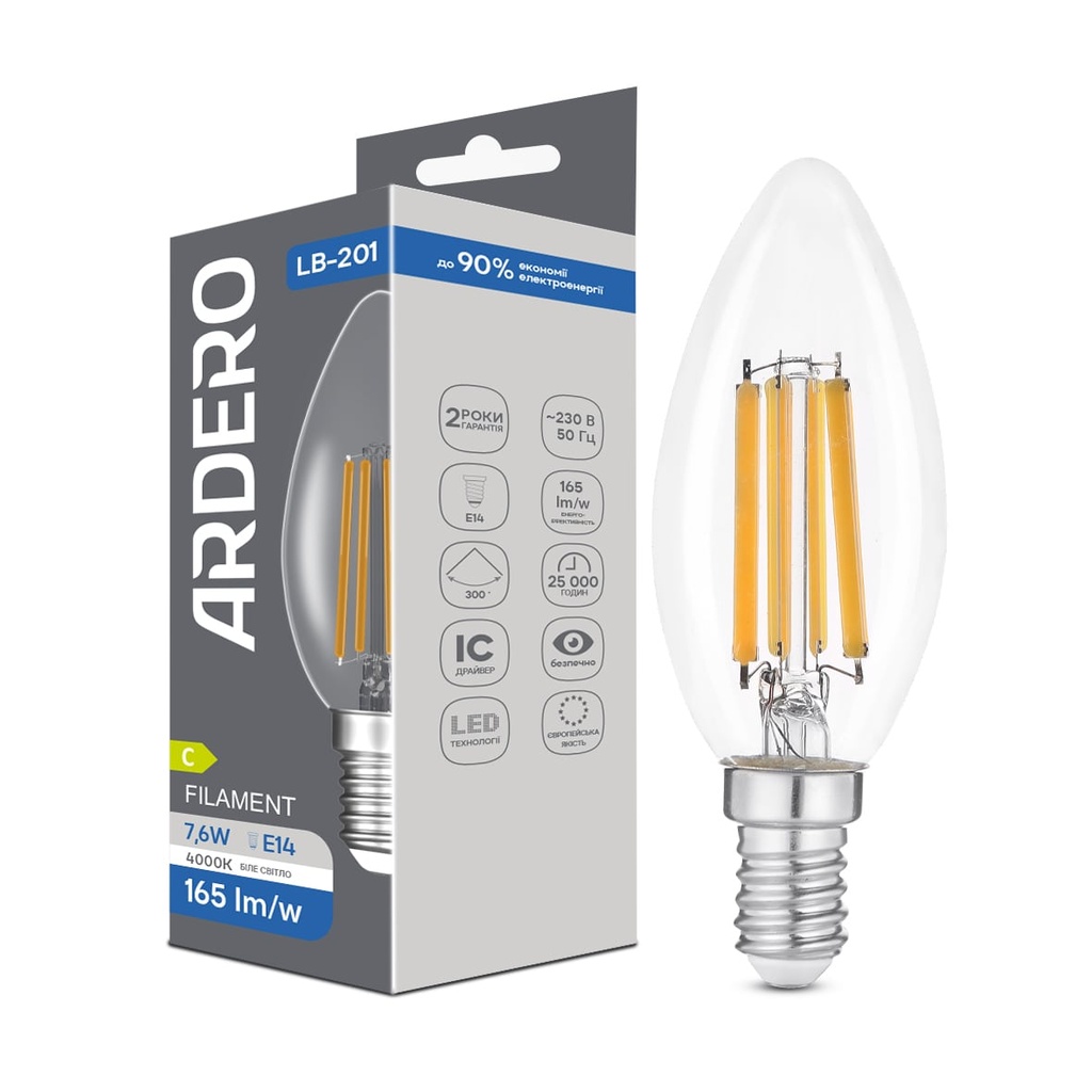 [8776] Світлодіодна лампа Ardero LB-201 7,6Вт E14 4000K