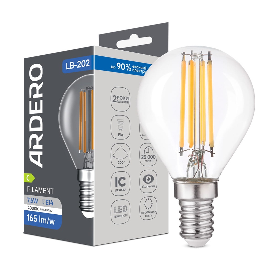 Світлодіодна лампа Ardero LB-202 7,6Вт E14 4000K
