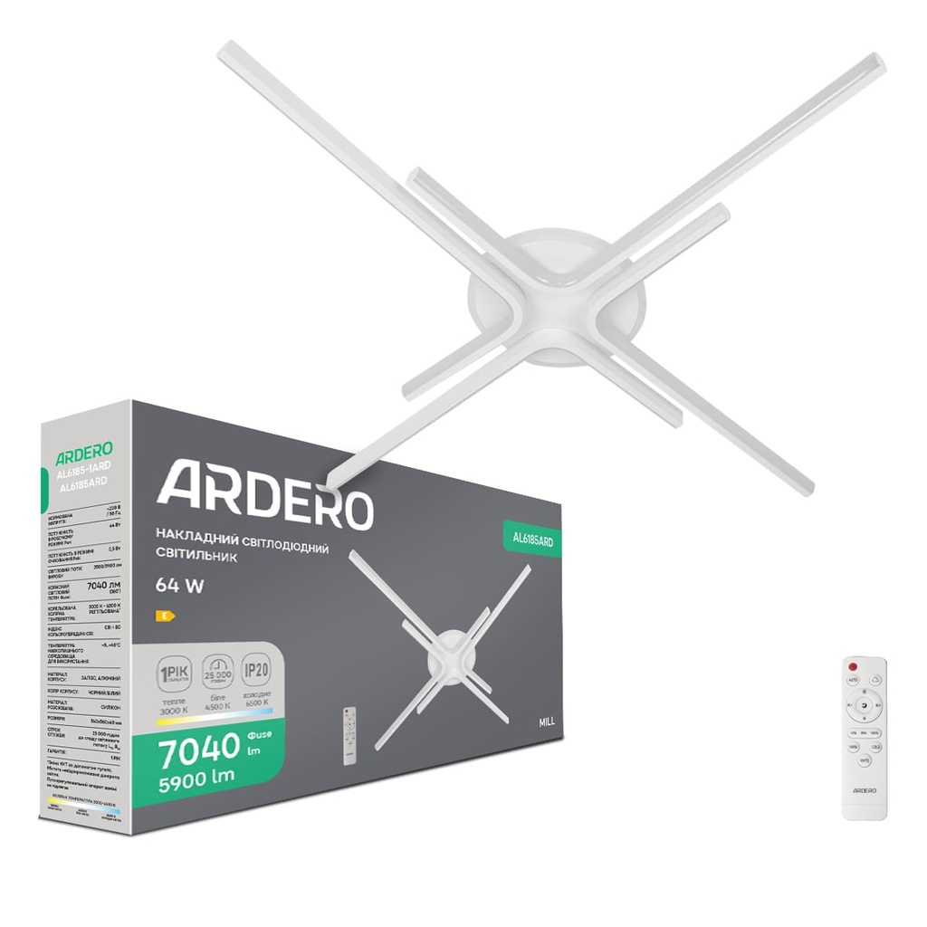 [8939] Світлодіодний накладний світильник Ardero AL6185ARD MILL 64Вт білий